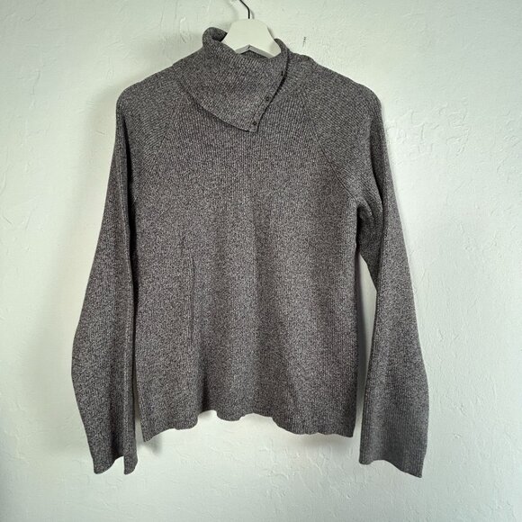 Charter Club Womens Gray Split Cowl Neck Sweater Large Cozy Knit Pullover New - Picture 1 of 7
